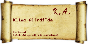 Klimo Alfréda névjegykártya